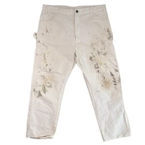 Dickies Painter Pants Mens 38x32 White Paint Splatter Workwear Utility Canvas